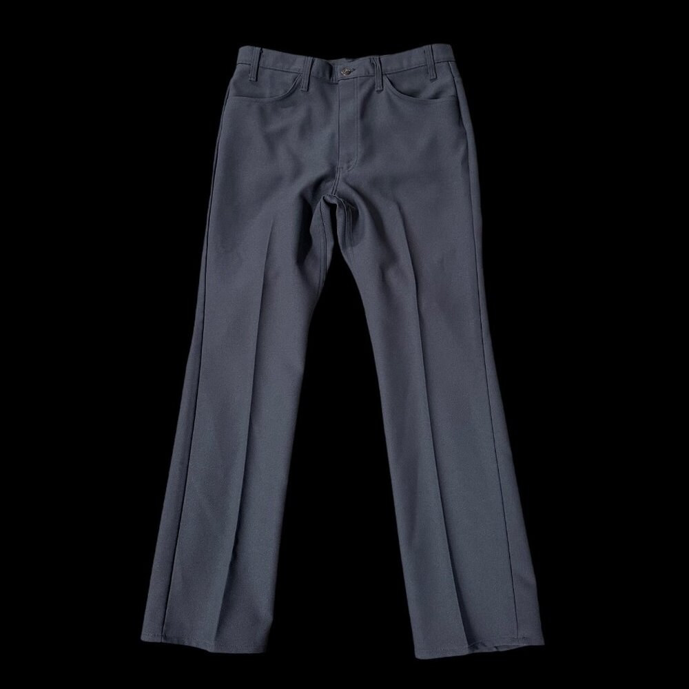 Vintage Levis Mens Polyester Pants Gray Retro Western 1960s Hemmed 36 x 32 READ - Picture 2 of 10